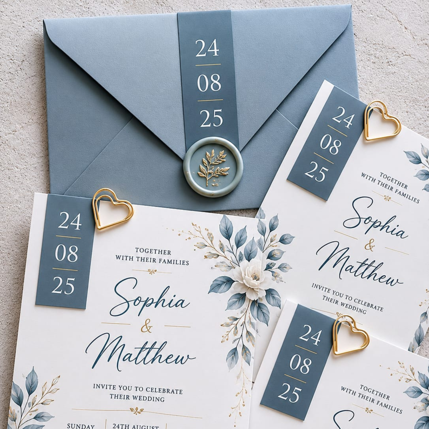 Minimal Botanical Wedding Invitation Suite.
