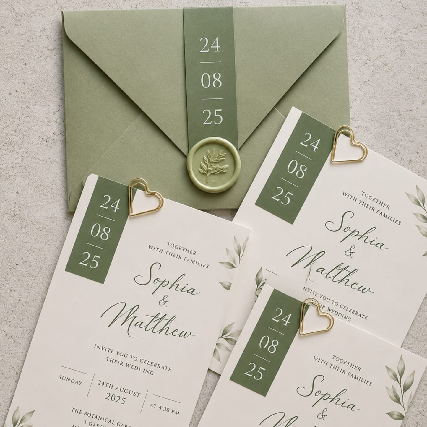 Minimal Botanical Wedding Invitation Suite.