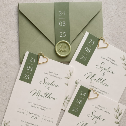 Minimal Botanical Wedding Invitation Suite.