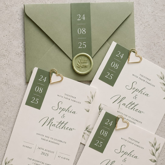 Minimal Botanical Wedding Invitation Suite.