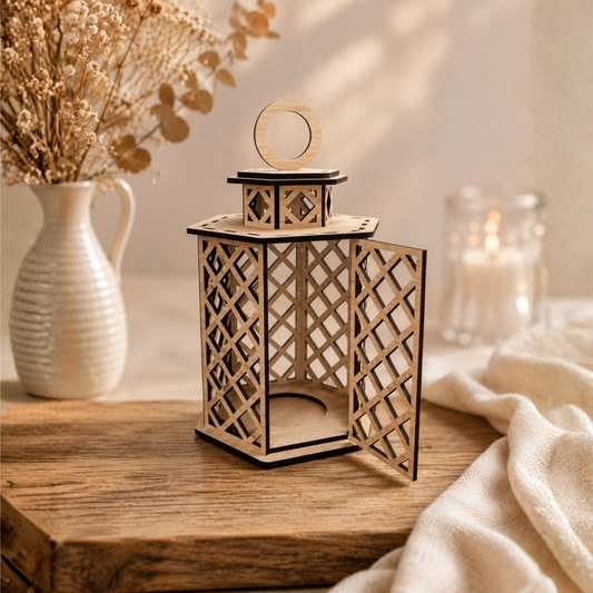 Laser Cut MDF Lantern Candle Holder.