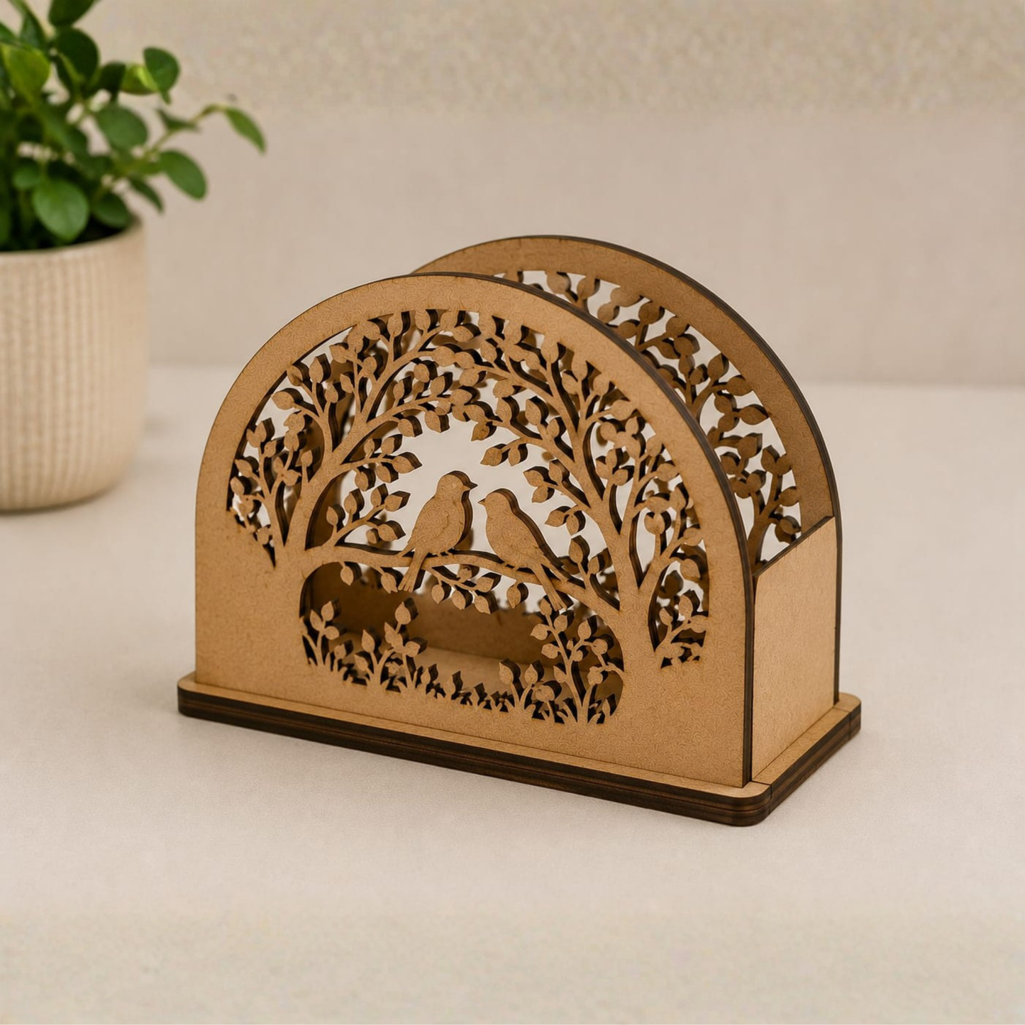 Laser Cut MDF Birds &amp; Tree Napkin Holder.