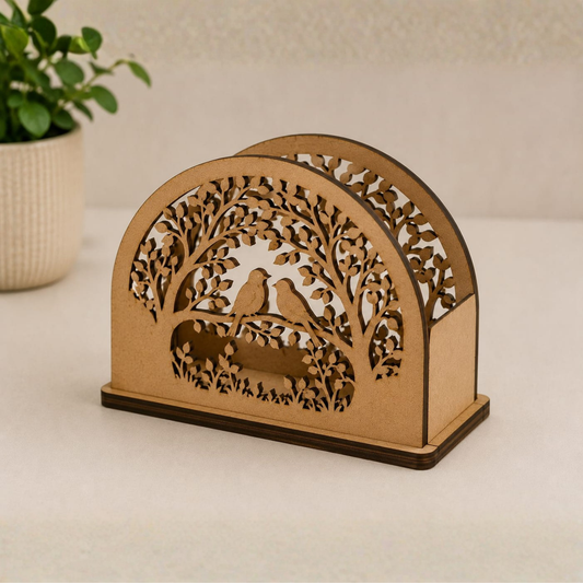 Laser Cut MDF Birds &amp; Tree Napkin Holder.