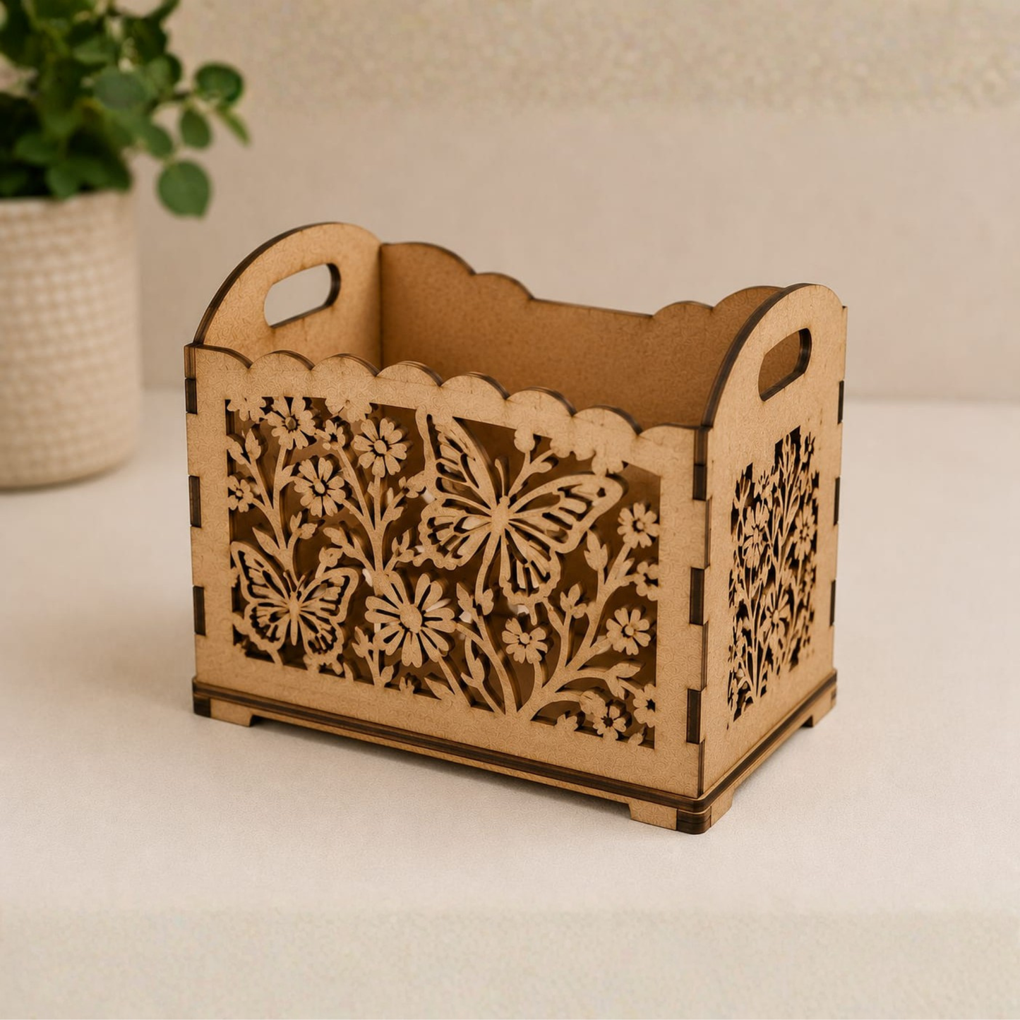 Laser Cut MDF Butterfly Storage Crate.