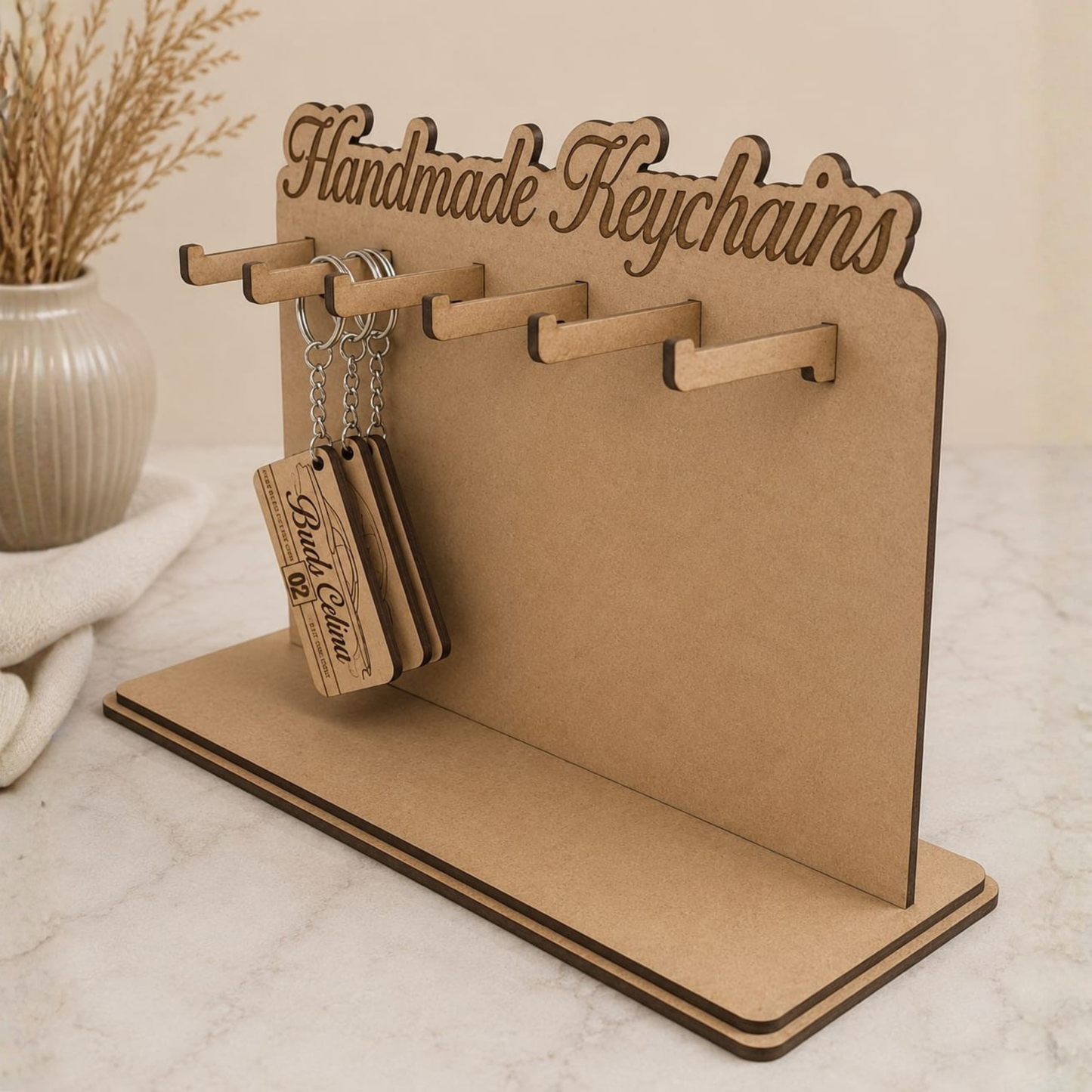 Laser Cut MDF Keychain Display Stand.