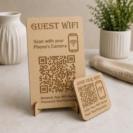 Personalized MDF Wi-Fi QR Sign.