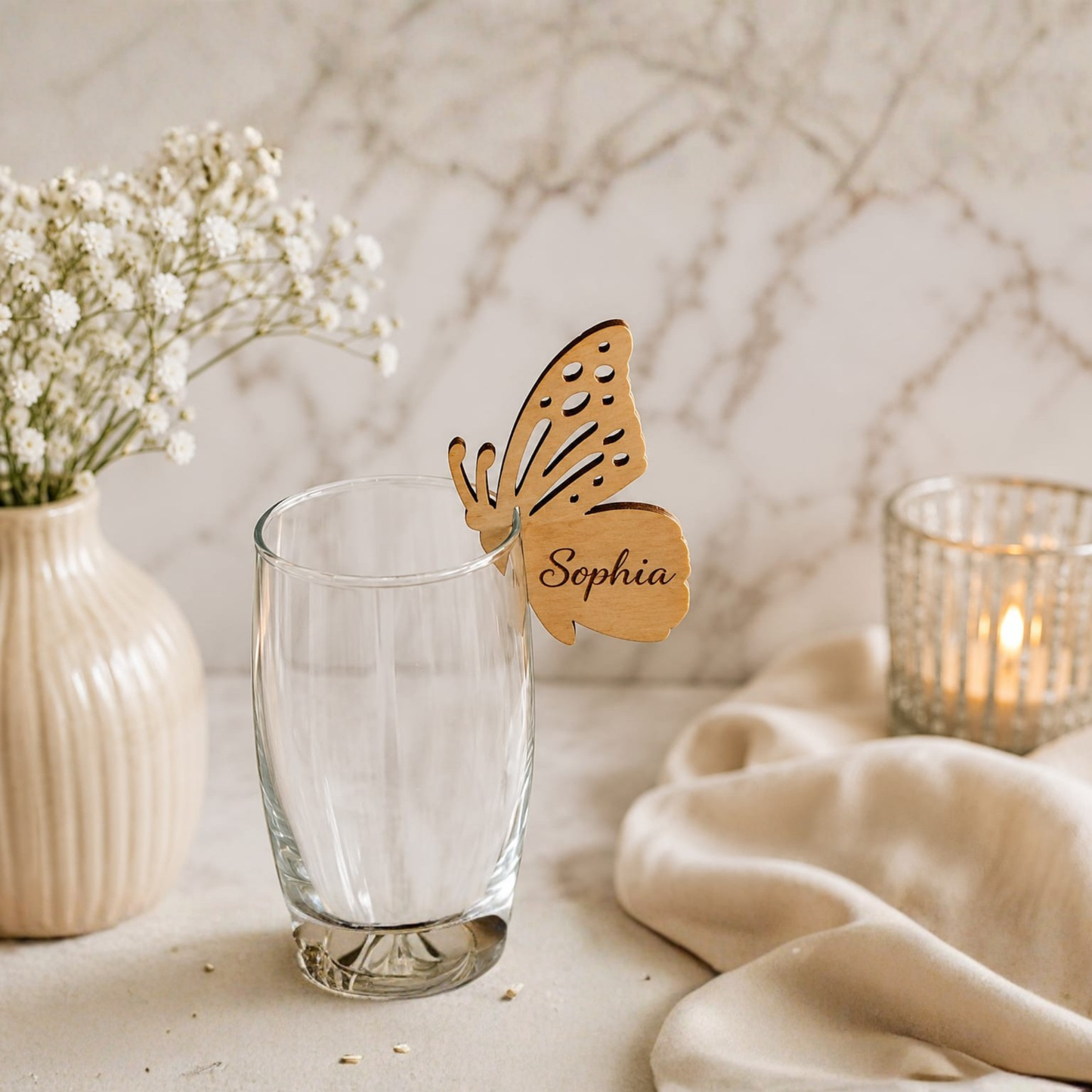 Personalized MDF Butterfly Glass Charm.