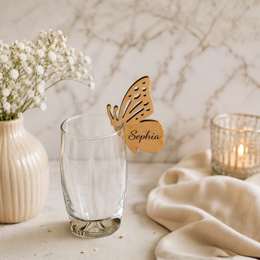 Personalized MDF Butterfly Glass Charm.