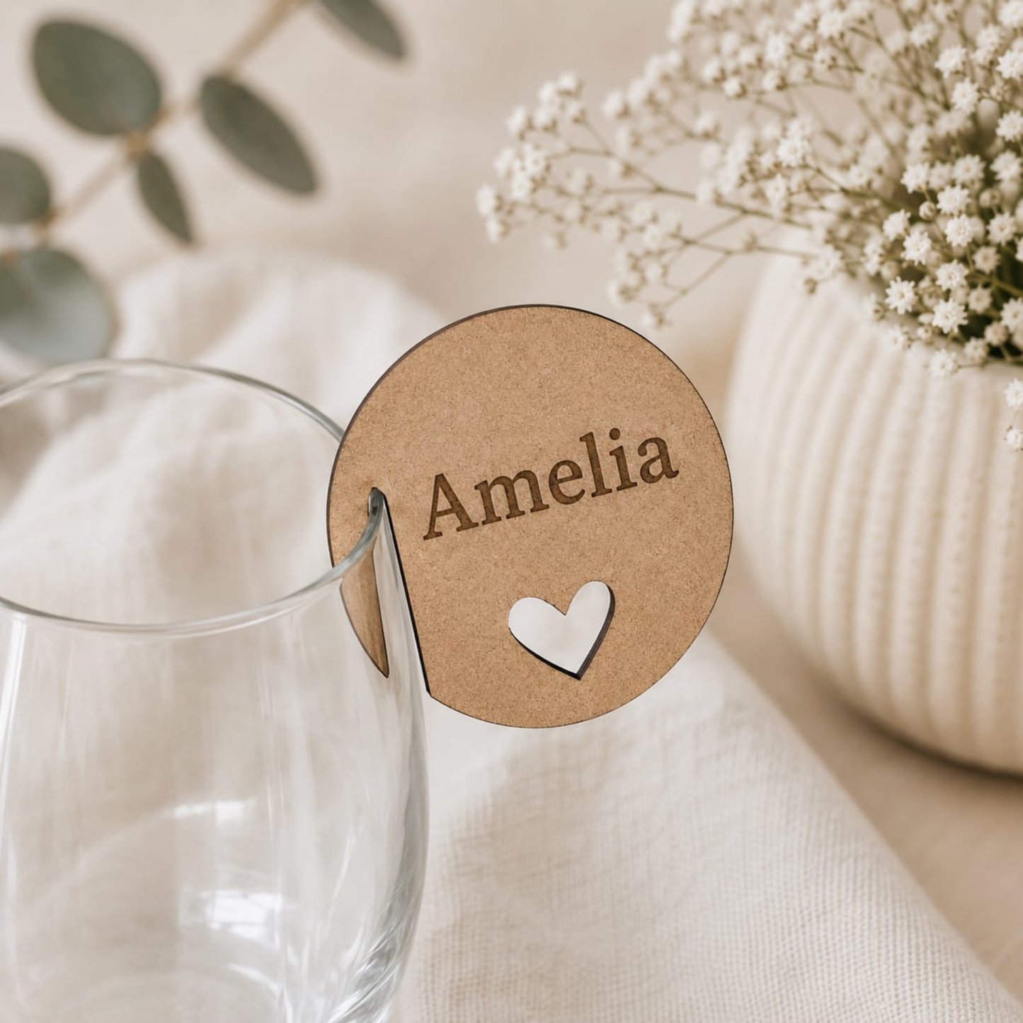 Personalized MDF Glass Charm.