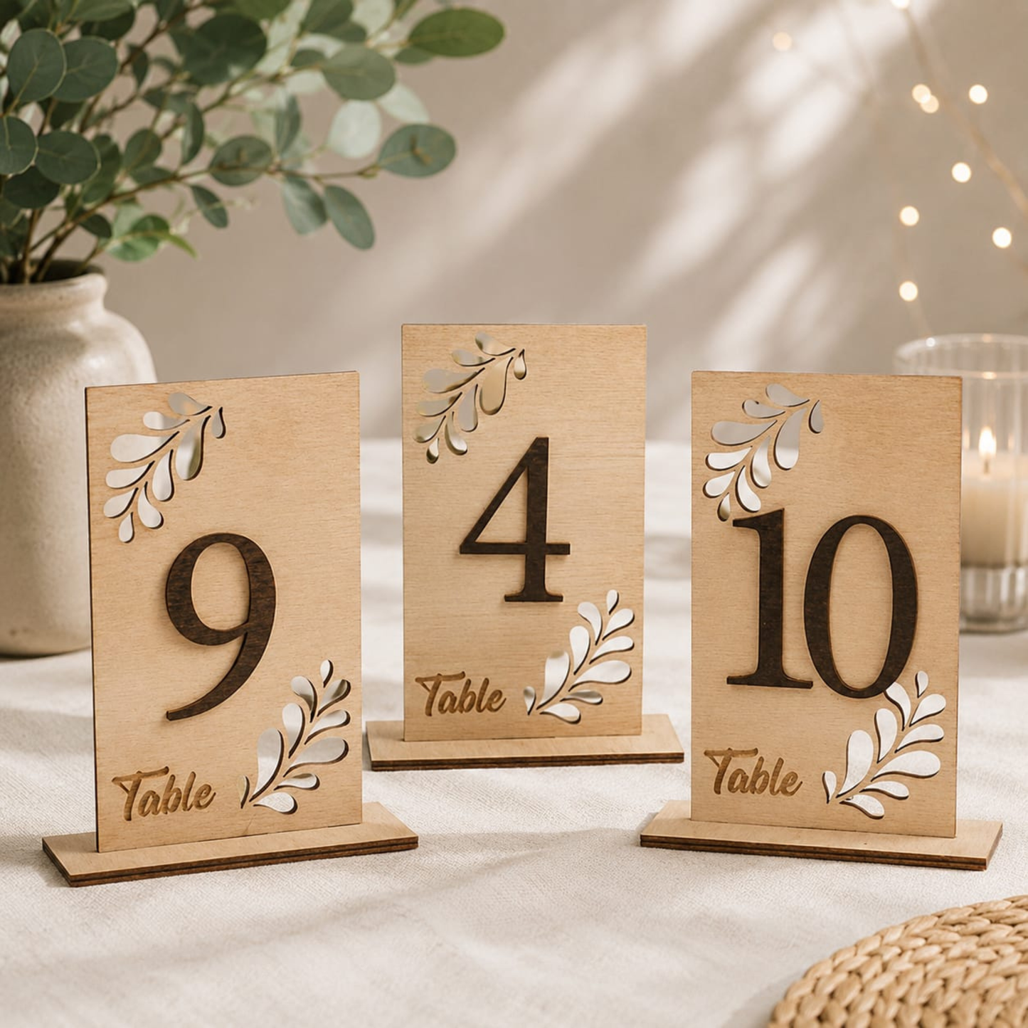 Laser Cut MDF Table Numbers.