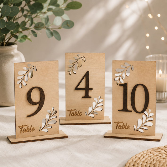 Laser Cut MDF Table Numbers.