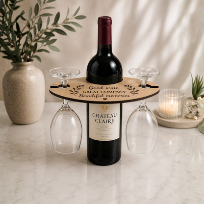 Laser Cut MDF Wine Bottle & Glass Holder.