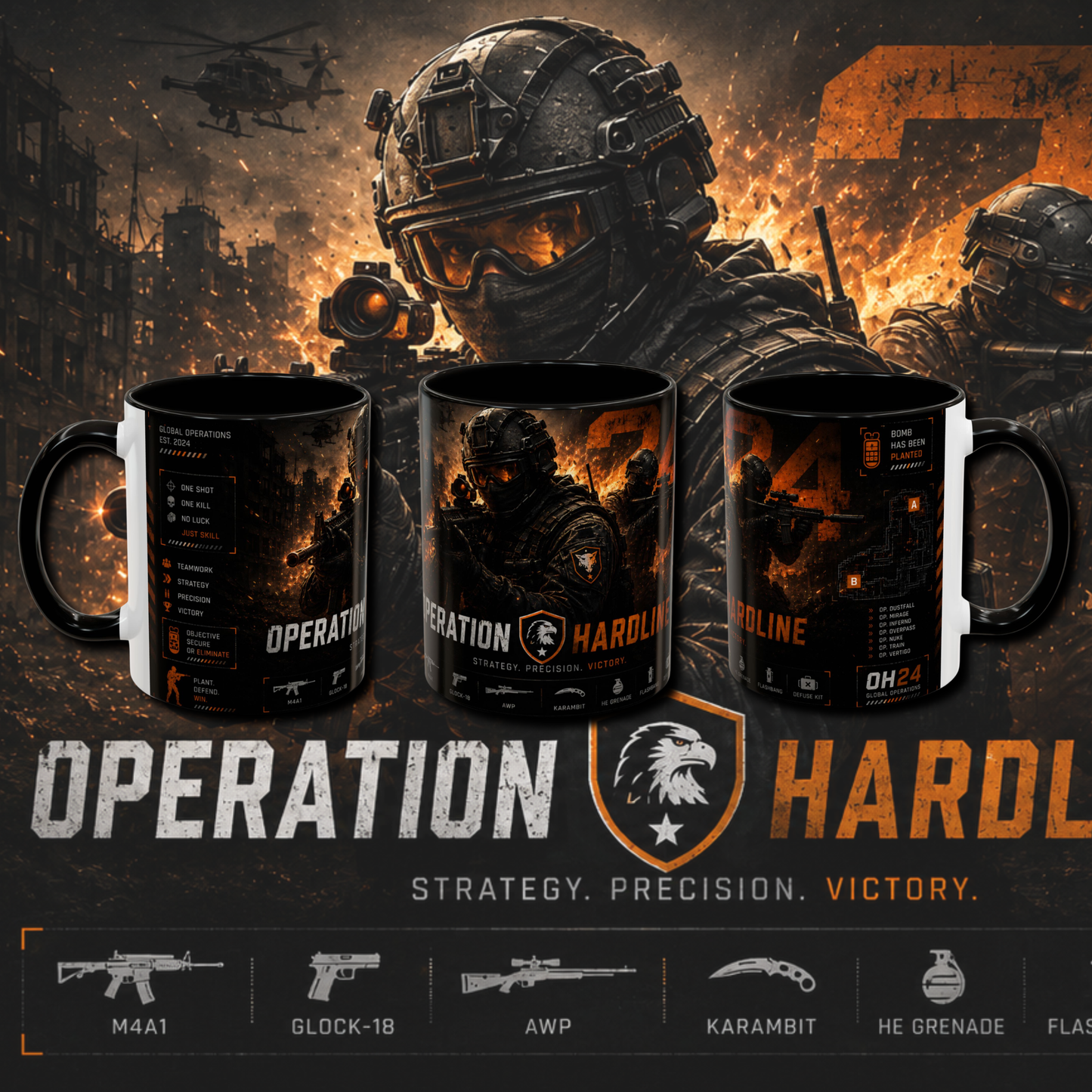 "Operation hardline" two tone gaming mug.