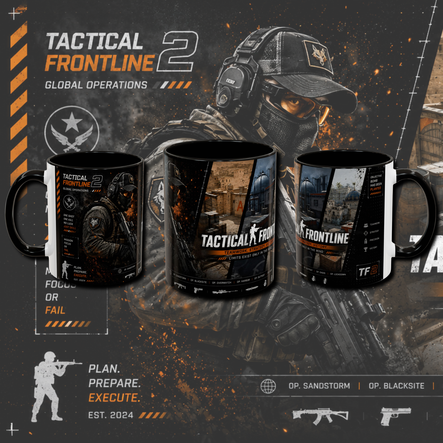 "Tactical frontline 2" two tone gaming mug.