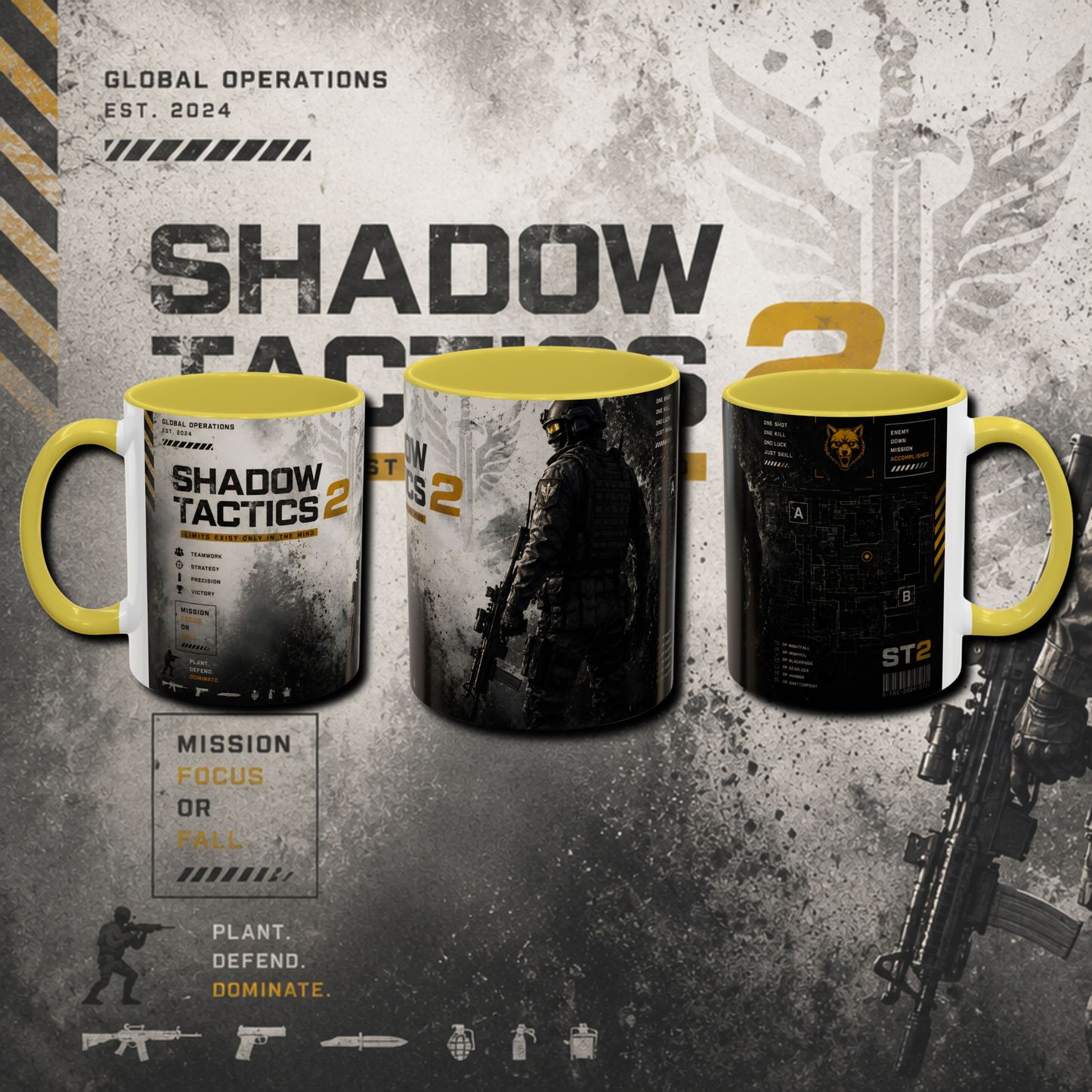 "Shadow tactics 2" two tone gaming mug.