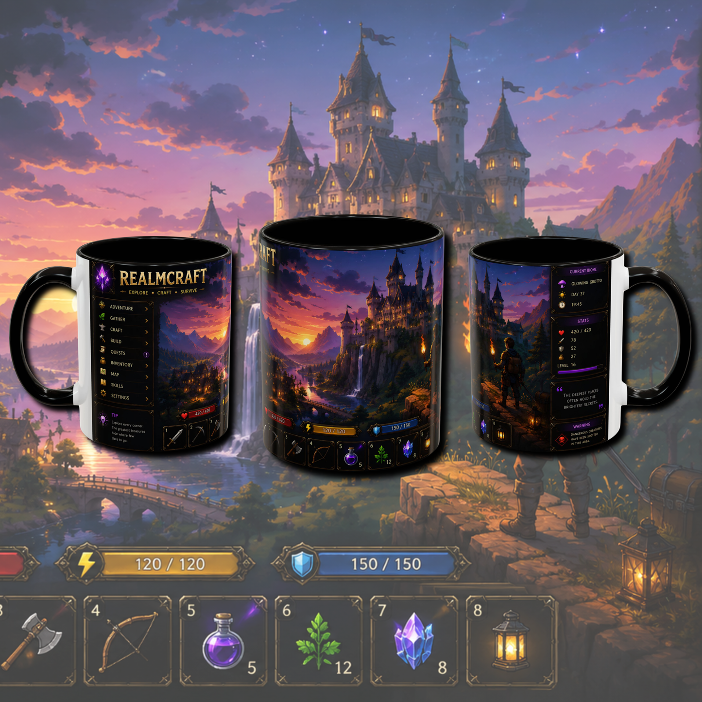 "Realmcraft" two tone gaming mug.