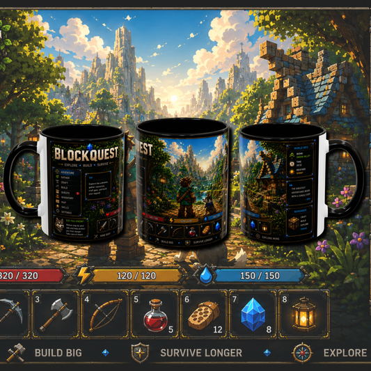 "Block quest" two tone gaming mug.