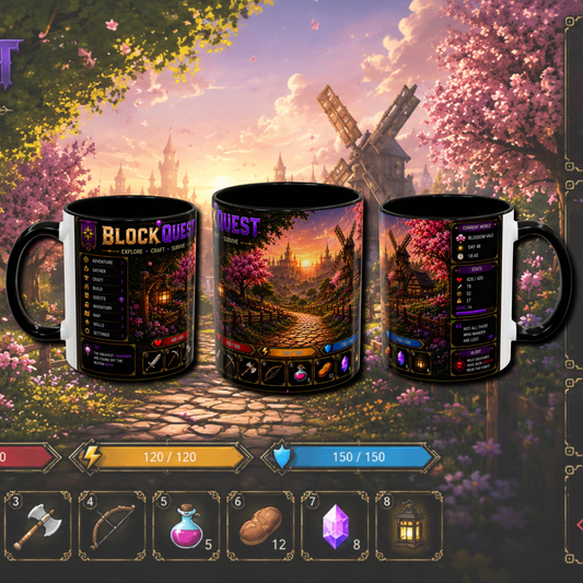 "Block quest" two tone gaming mug.
