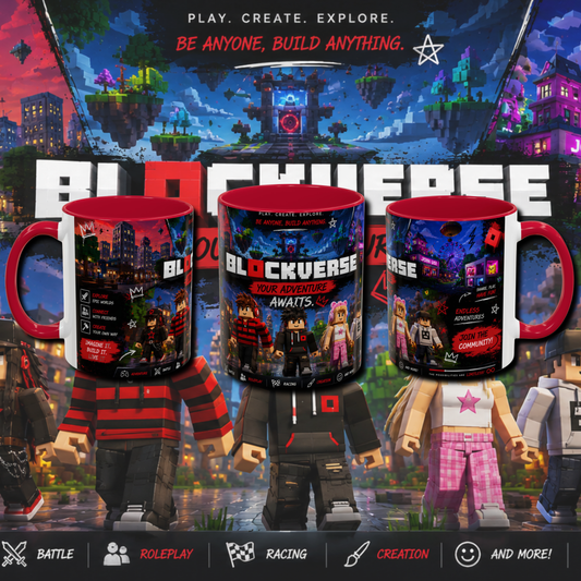 "Block verse" two tone gaming mug.