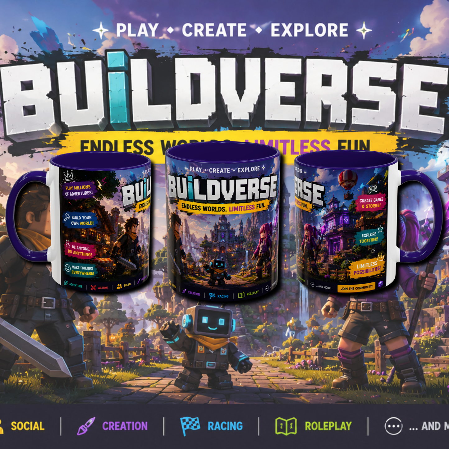 "Build verse" two tone gaming mug.