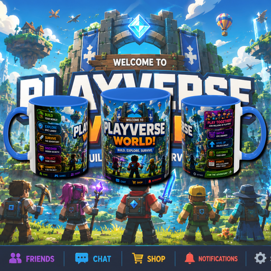 "Play verse world" two tone gaming mug.