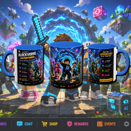 "Block verse adventures" two tone gaming mug.