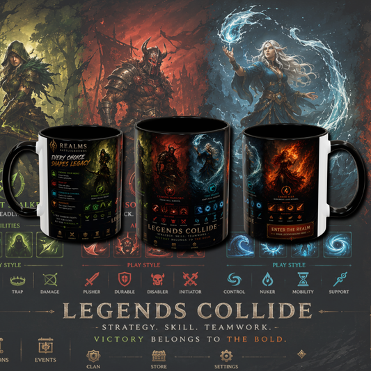 "Legends collide" two tone gaming mug.