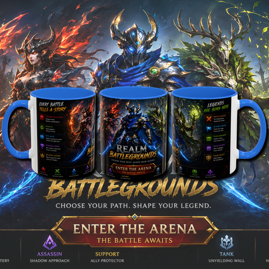 "Realm battlegrounds" two tone gaming mug.