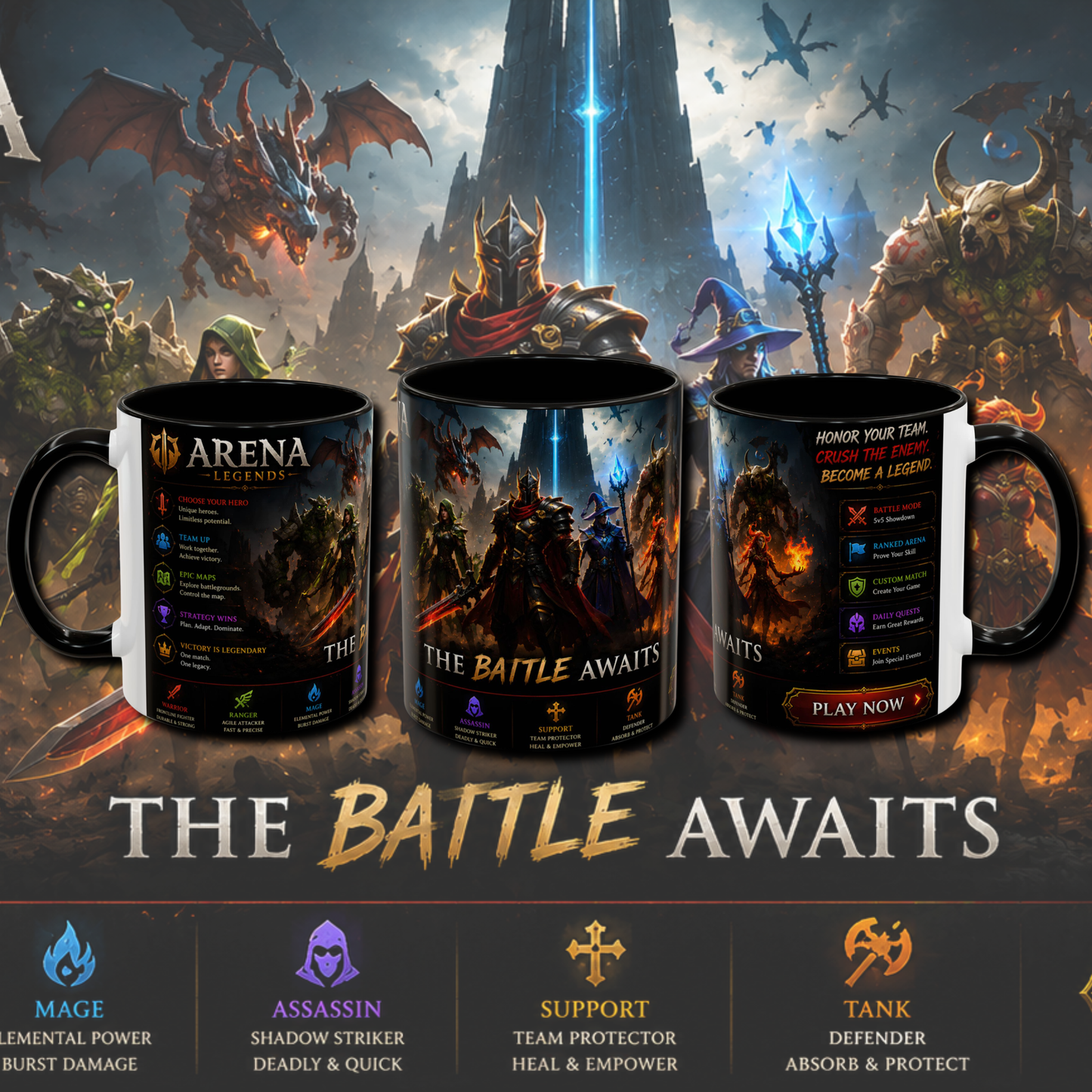 "Arena legends" two tone gaming mug.