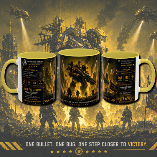 "Earth defense" two tone gaming mug.