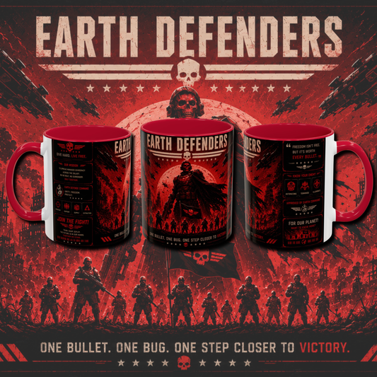 "Earth defenders" two tone gaming mug.