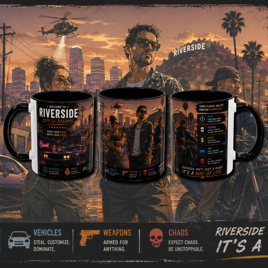 "Riverside" two tone gaming mug.