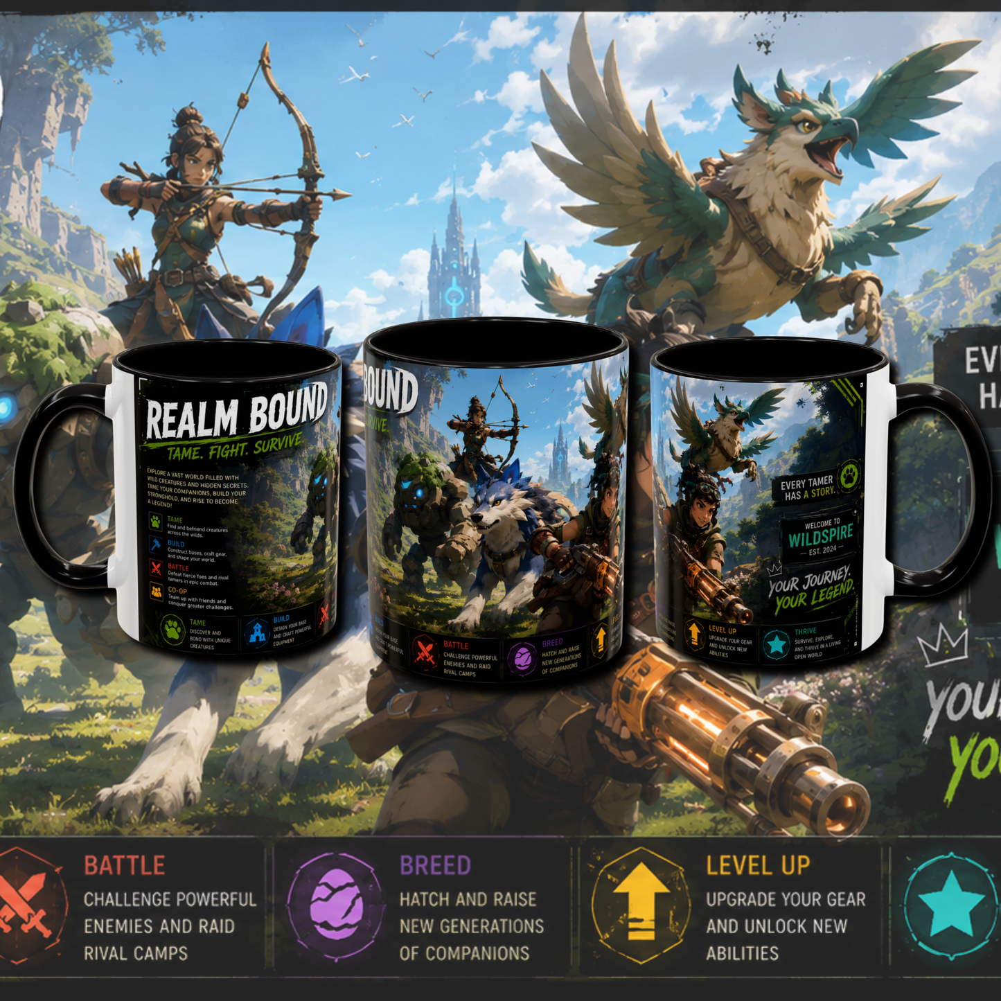 "Realm bound" two tone gaming mug.