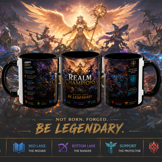 "Realm champions" two tone gaming mug.