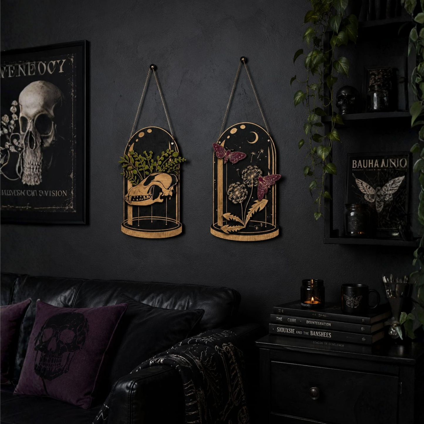Layered Gothic Botanical Wall Art.