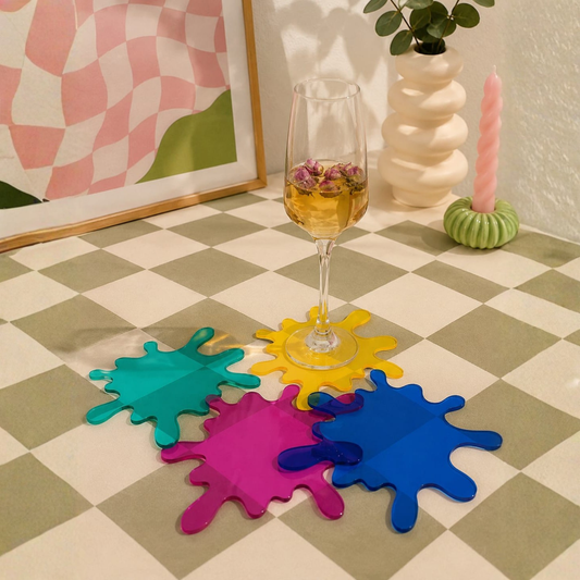 Perspex Paint Splash Coaster Set
