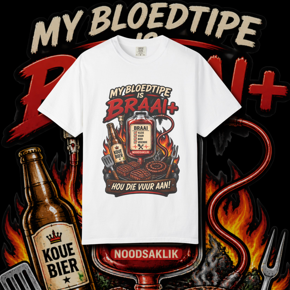 Men's "my bloedtipe is braai" t-shirt.