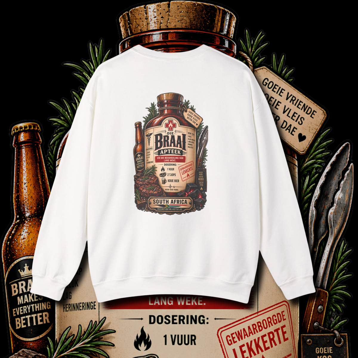 Men's "braai apteek" sweater.
