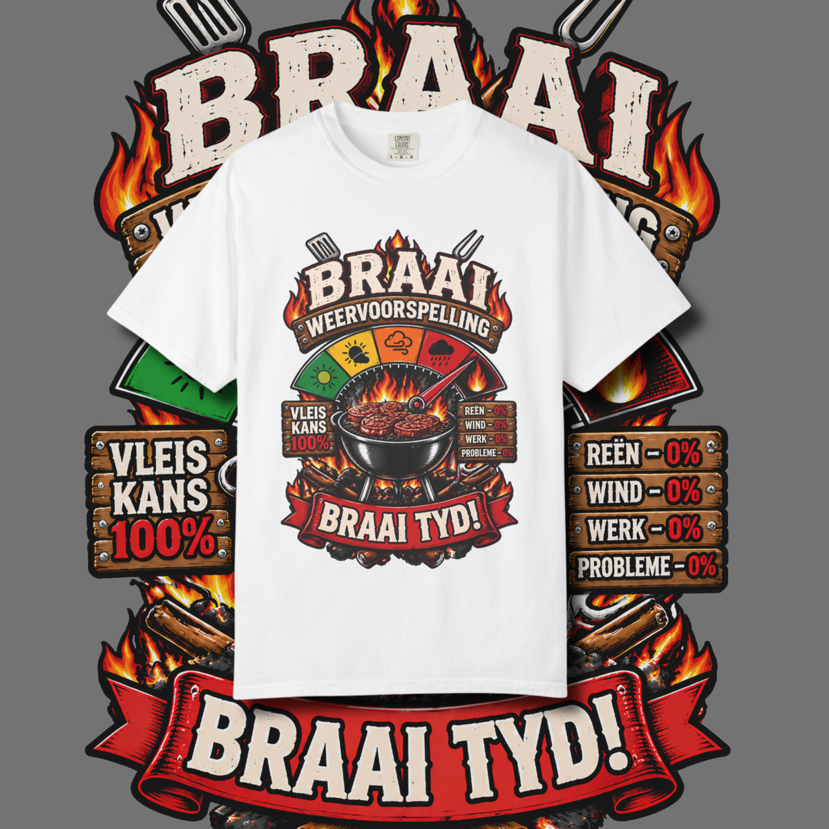 Men's "braai weervoorspelling" t-shirt.