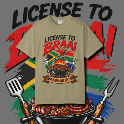 Men's "license to braai" t-shirt.