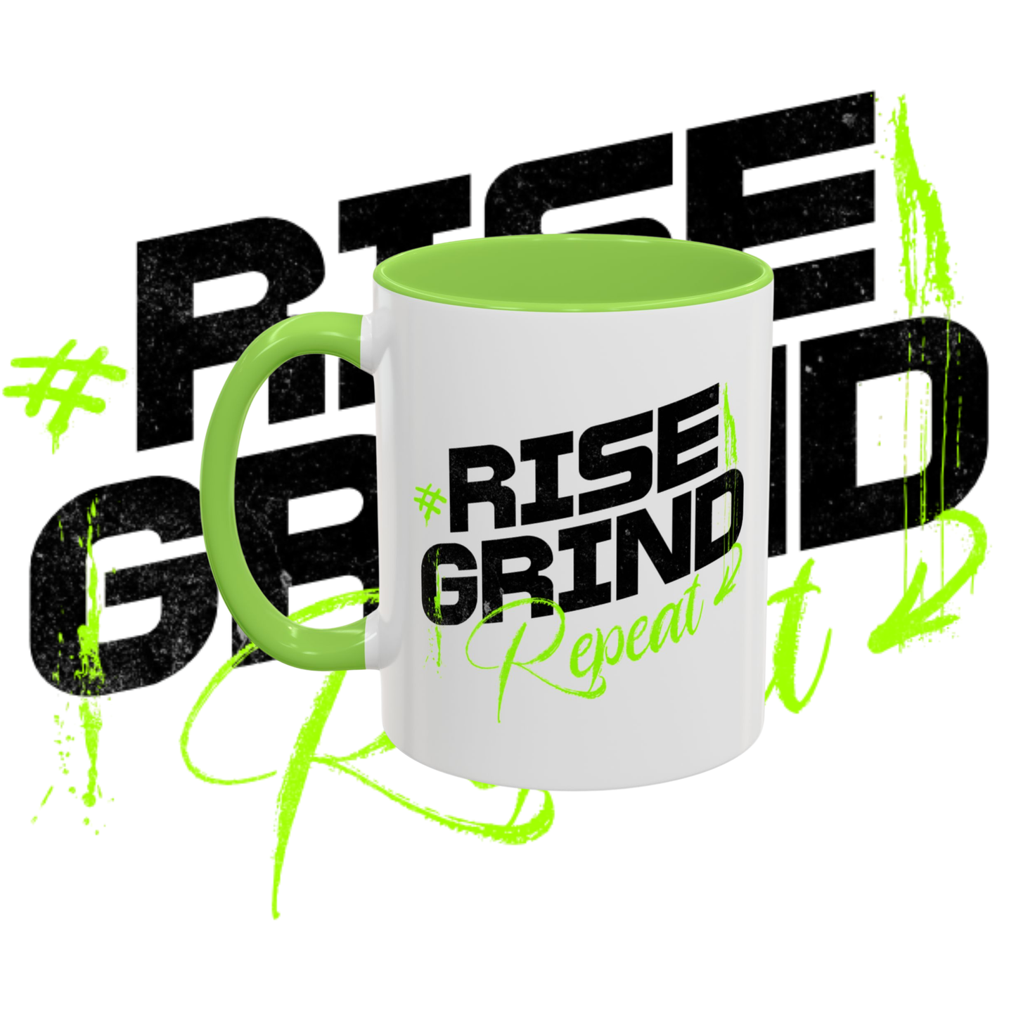 "Rise and grind" two tone sublimation mug.