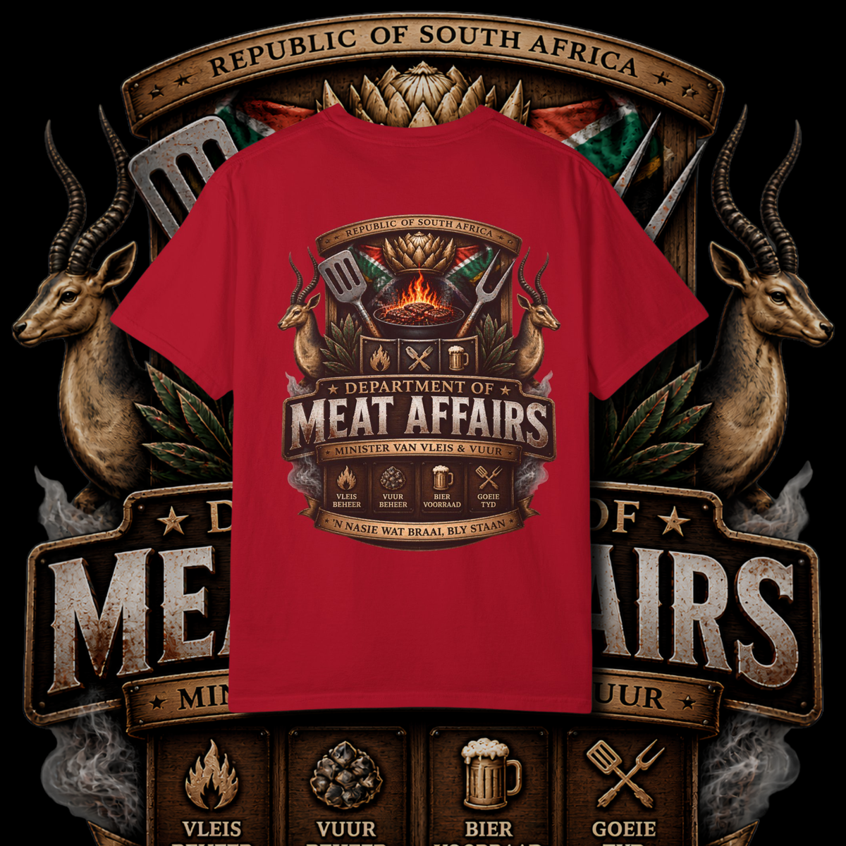 Men's "minister van vleis en vuur" t-shirt.