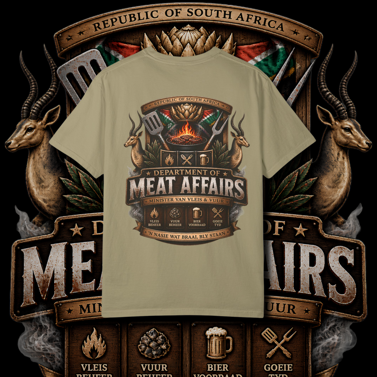 Men's "minister van vleis en vuur" t-shirt.