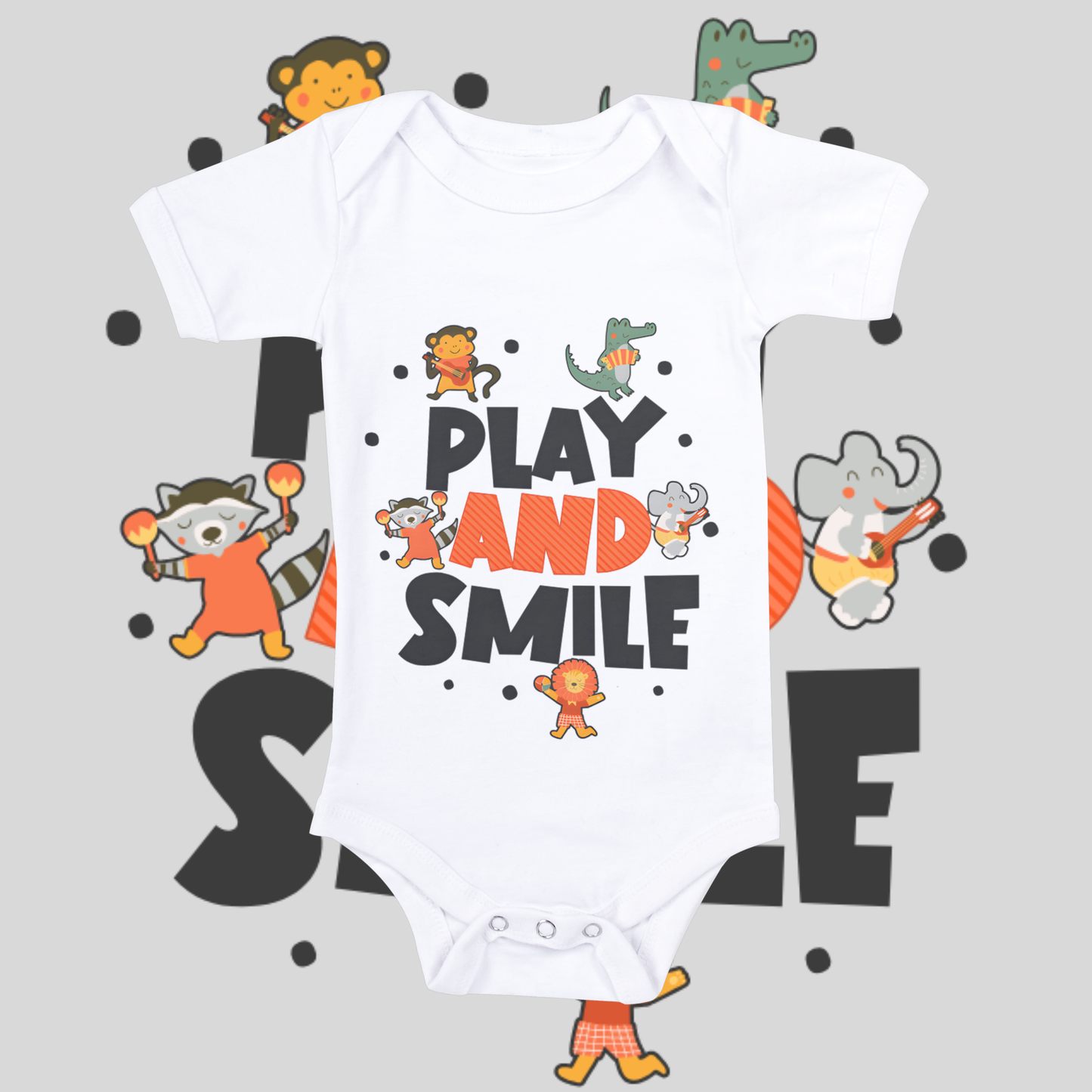 "Play and smile" baby grow.