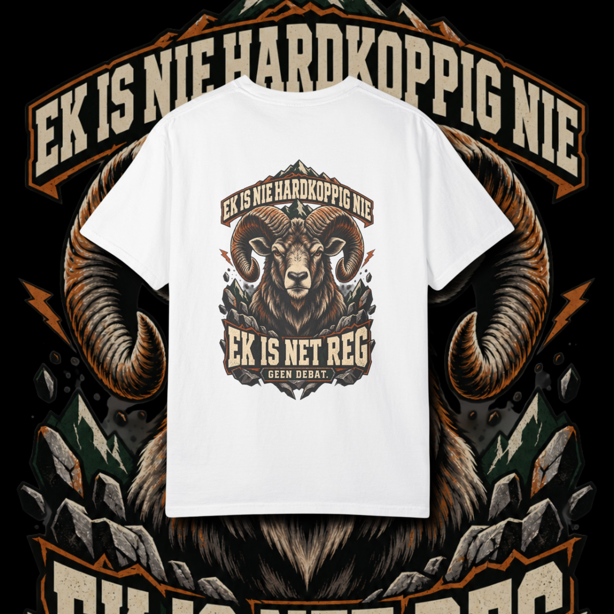 Men's "geen debat" t-shirt.
