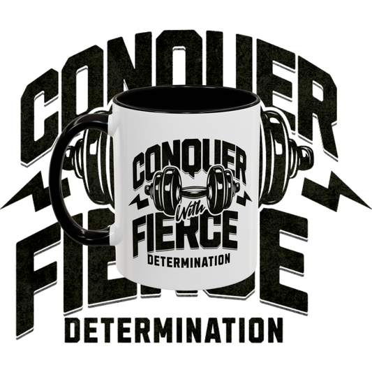 "Conquer" two tone sublimation mug.