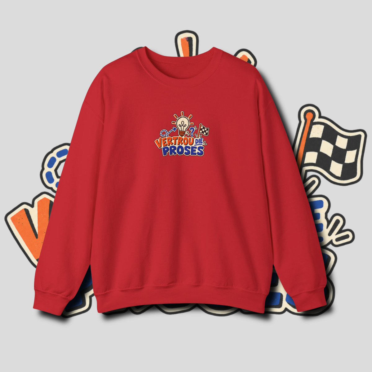 Men's "vertrou die proses" sweater.