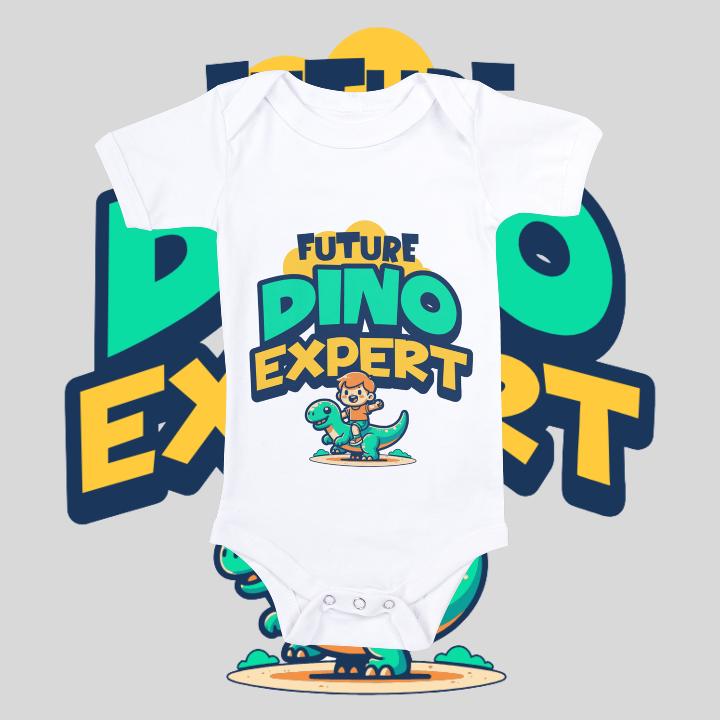 "Dino expert" baby grow.