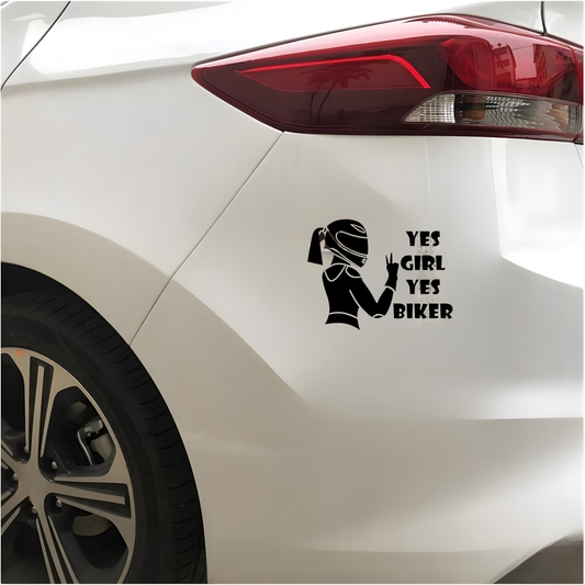 Girl biker vinyl decal/sticker