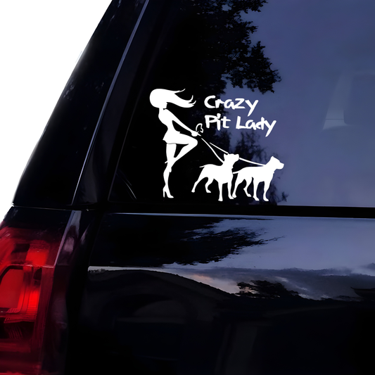 "Crazy pit Lady" vinyl decal/sticker.